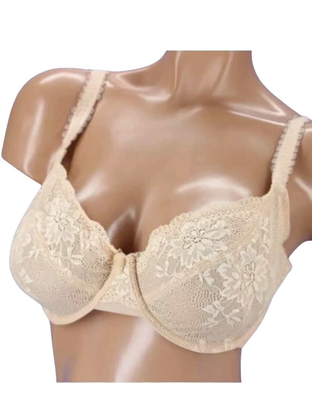 NWOT Le Mystere Nude Lace Bra 36 F Entice Contour 1979 Underwire Unpadded